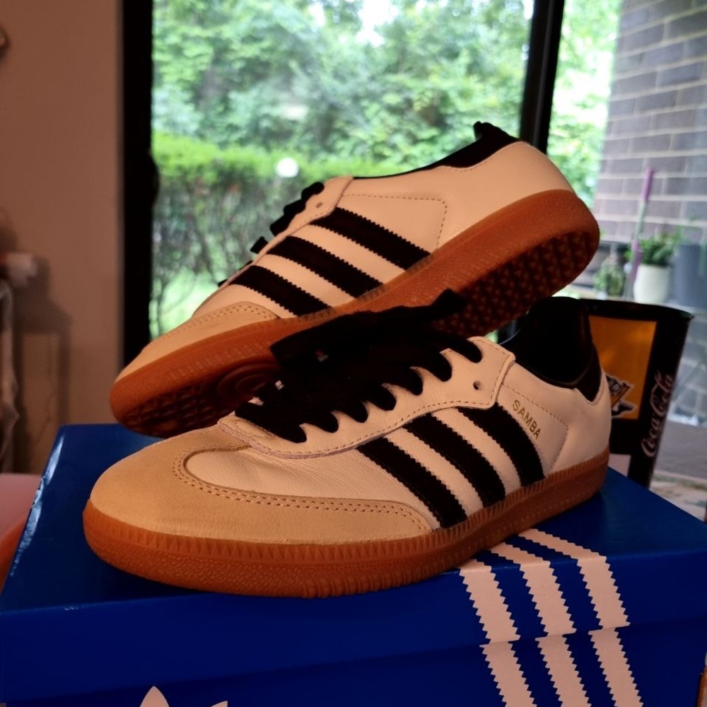 Adidas Men's Black and White Samba Sneakers